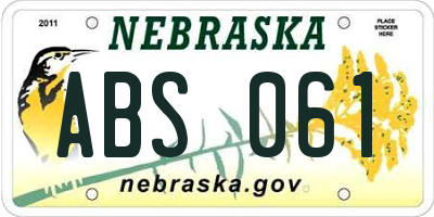 NE license plate ABS061