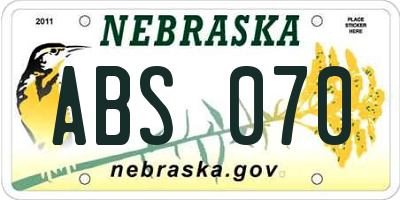 NE license plate ABS070