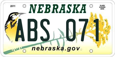 NE license plate ABS071