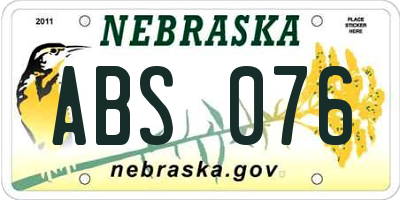NE license plate ABS076