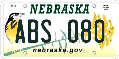 NE license plate ABS080