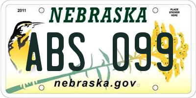 NE license plate ABS099