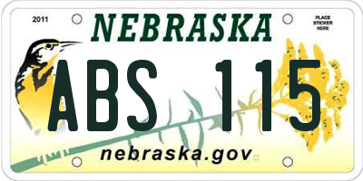 NE license plate ABS115