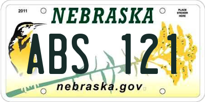 NE license plate ABS121