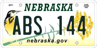 NE license plate ABS144