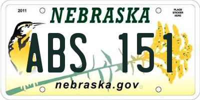 NE license plate ABS151
