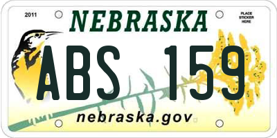 NE license plate ABS159