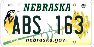 NE license plate ABS163