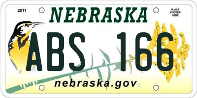 NE license plate ABS166