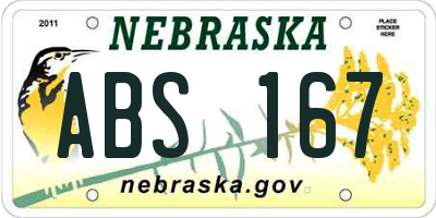 NE license plate ABS167