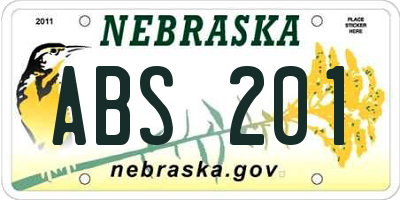 NE license plate ABS201
