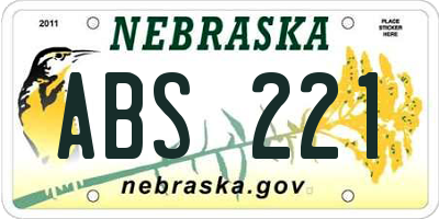 NE license plate ABS221