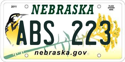 NE license plate ABS223