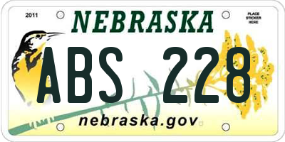 NE license plate ABS228
