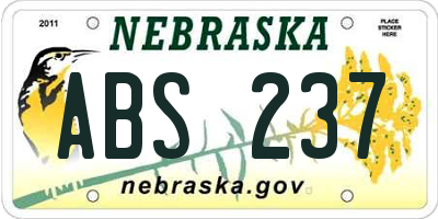 NE license plate ABS237