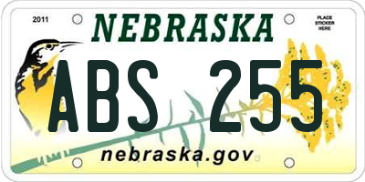 NE license plate ABS255