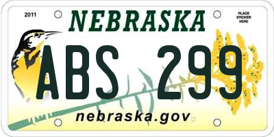 NE license plate ABS299