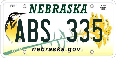 NE license plate ABS335