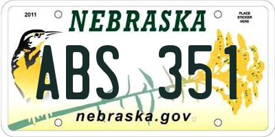 NE license plate ABS351