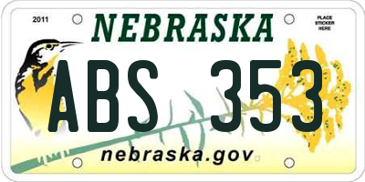 NE license plate ABS353