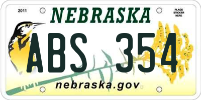 NE license plate ABS354