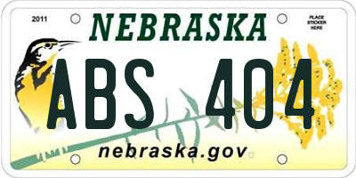 NE license plate ABS404