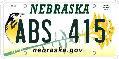 NE license plate ABS415