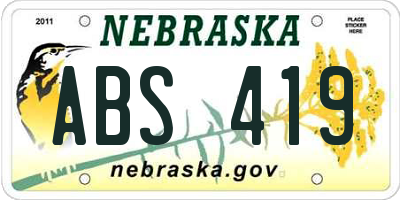 NE license plate ABS419