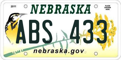 NE license plate ABS433