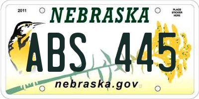 NE license plate ABS445