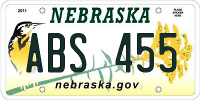 NE license plate ABS455