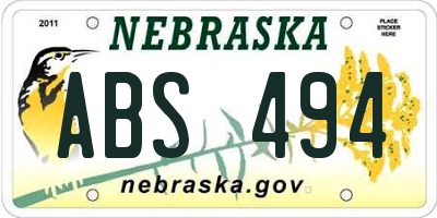 NE license plate ABS494