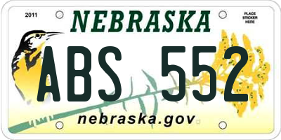 NE license plate ABS552