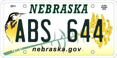 NE license plate ABS644
