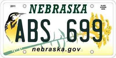 NE license plate ABS699