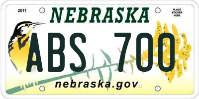 NE license plate ABS700