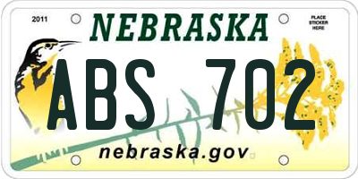 NE license plate ABS702