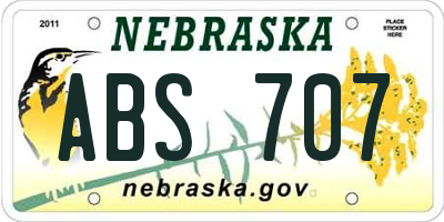 NE license plate ABS707