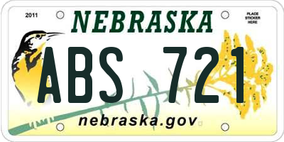NE license plate ABS721