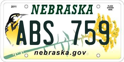 NE license plate ABS759