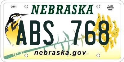 NE license plate ABS768
