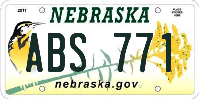 NE license plate ABS771