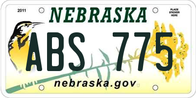 NE license plate ABS775
