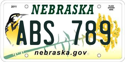 NE license plate ABS789