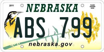 NE license plate ABS799