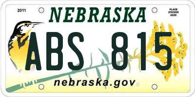 NE license plate ABS815
