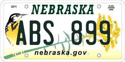NE license plate ABS899