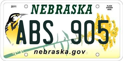 NE license plate ABS905