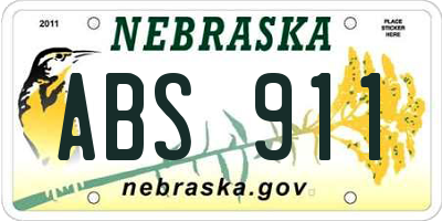 NE license plate ABS911