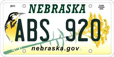 NE license plate ABS920